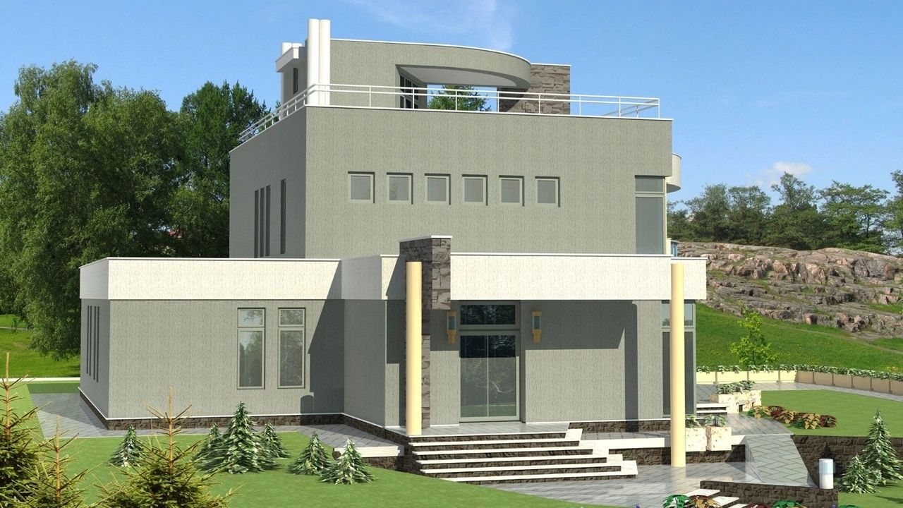 Modern Design for a Sloped Plot.
