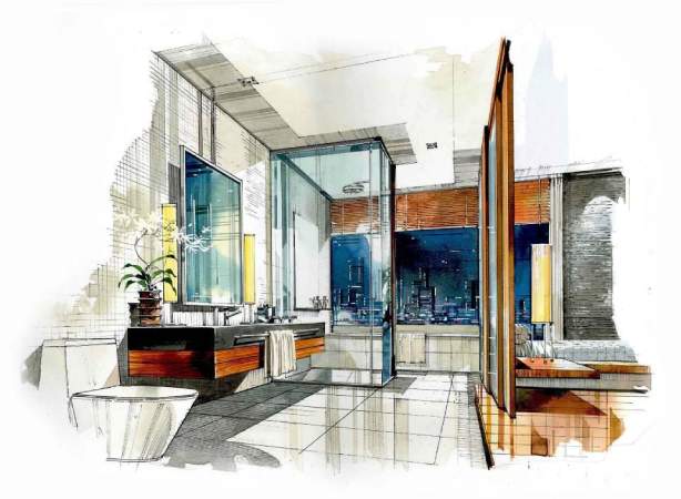 Interior Design Project for a Bathroom with Shower Cabin