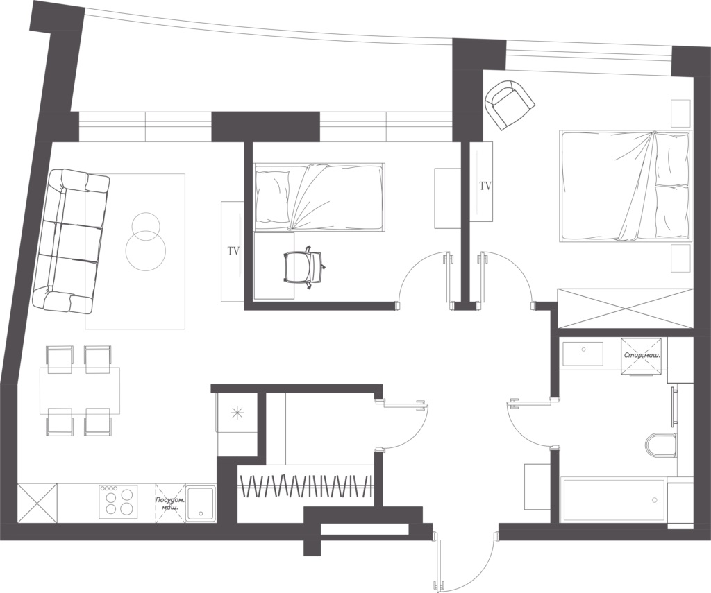 Euro-three-room Apartment #30 Minsk World, 63 m2