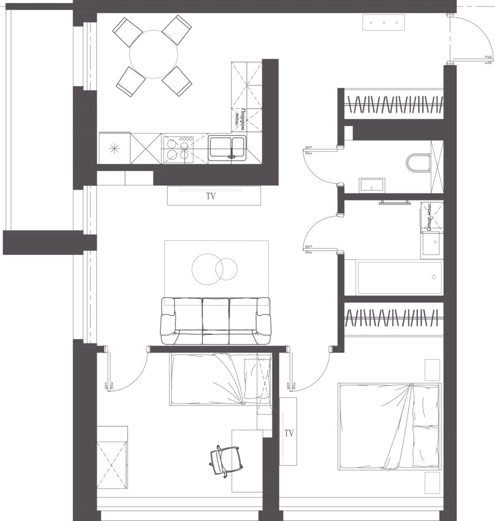 3-Room Apartment #21 Minsk Mir, 63 m²