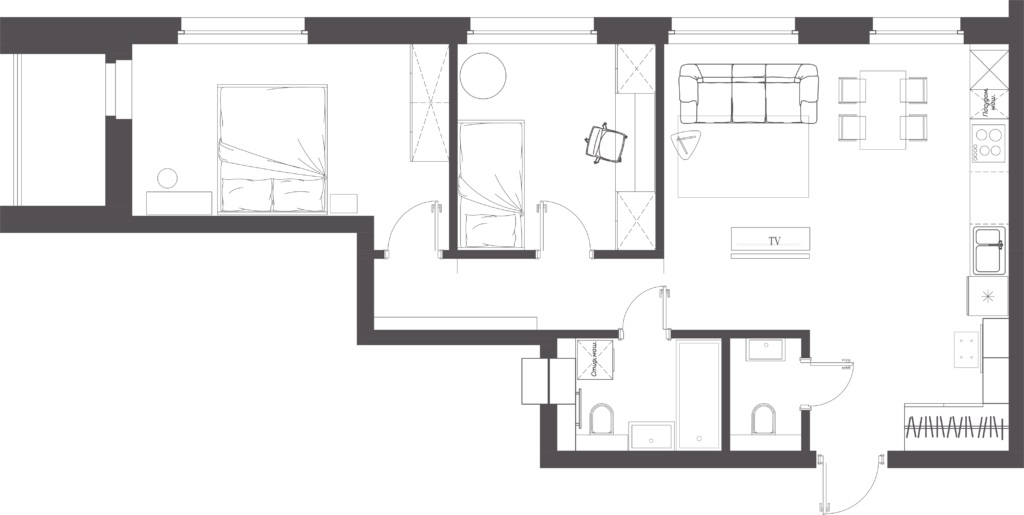 Euro-three-room Apartment #13 Minsk World, 66 m2