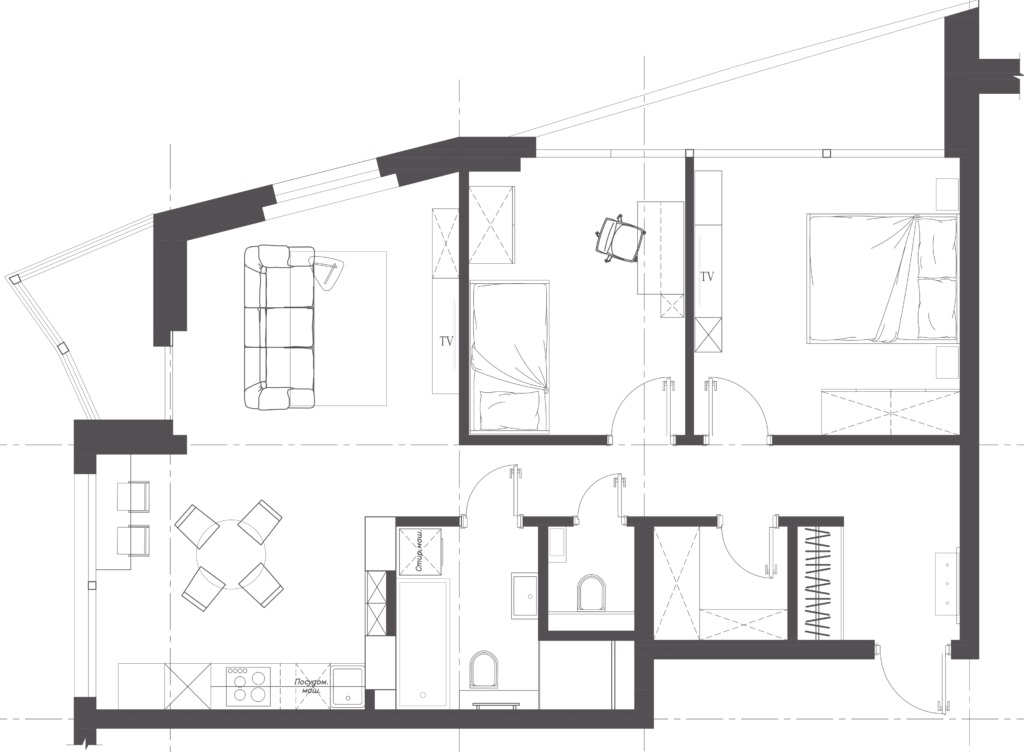 Oval House, Euro-three-room Apartment #1 Minsk World, 71 m2