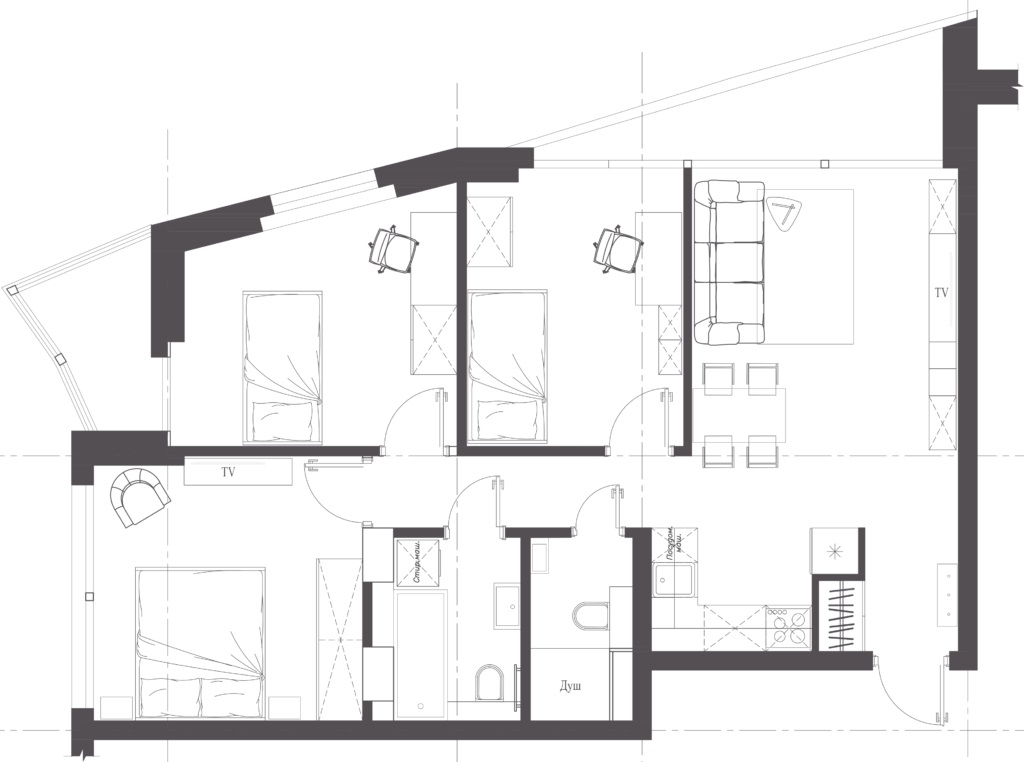 Oval House, Euro-Three-Room Apartment #3, Minsk World, 71 m²