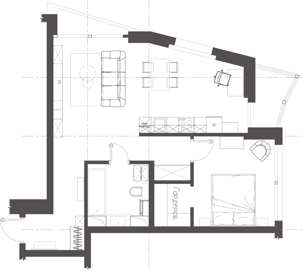 Oval House, Euro-Two-Room Apartment #4, Minsk World, 57 m²