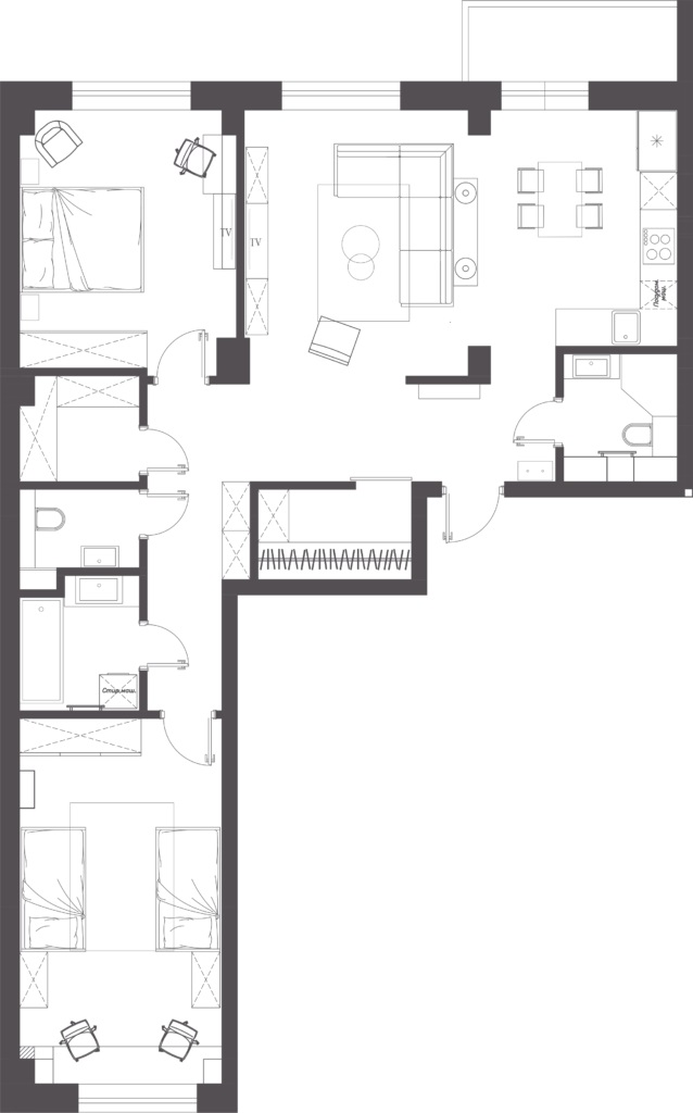 Raspashenka Euro-Three-Room Apartment #5, Minsk World, 74 m²