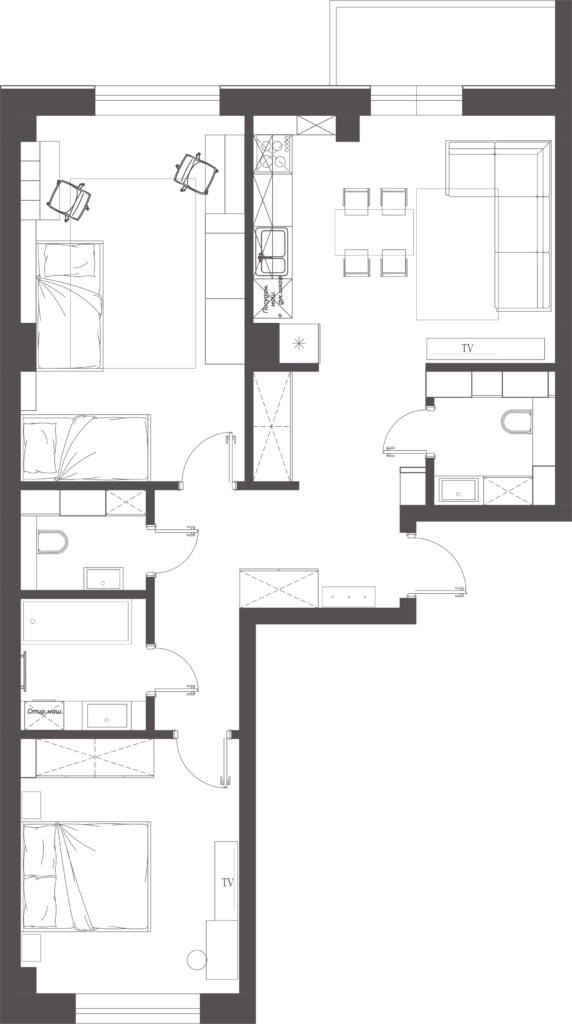 Raspashenka Euro-Three-Room Apartment #12, Minsk World, 77 m²