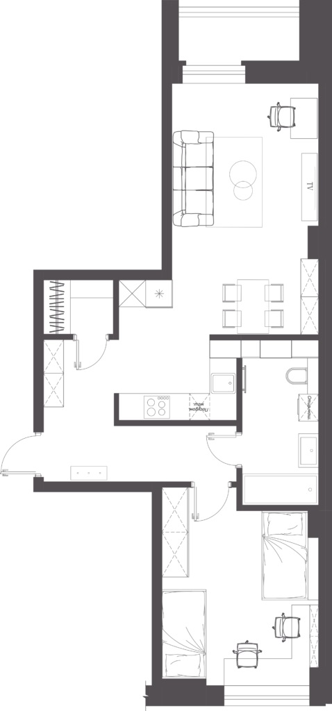 Open-Concept Apartment #28 Minsk Mir, 58 m²