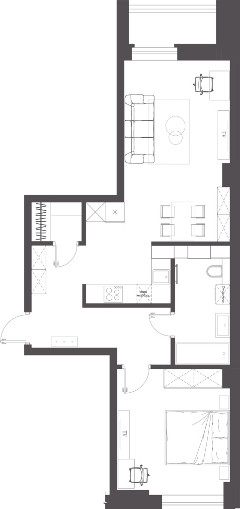 Open-Concept Apartment #29 Minsk Mir, 58 m²