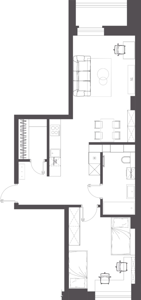 Open-Concept Apartment #32 Minsk Mir, 58 m²