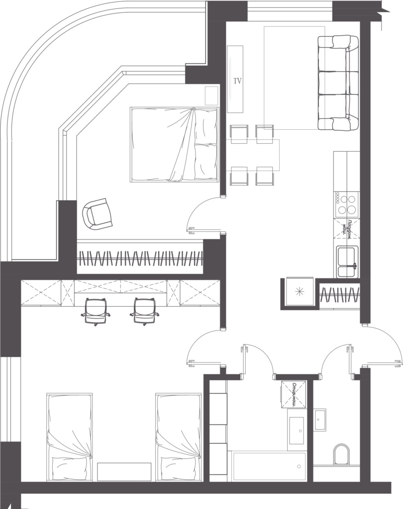 Corner Euro Apartment #25 Minsk Mir, 63 m²