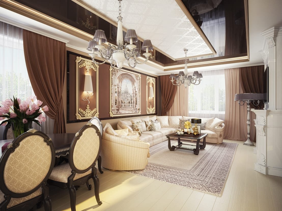Classic Living Room: Luxury and Coziness
