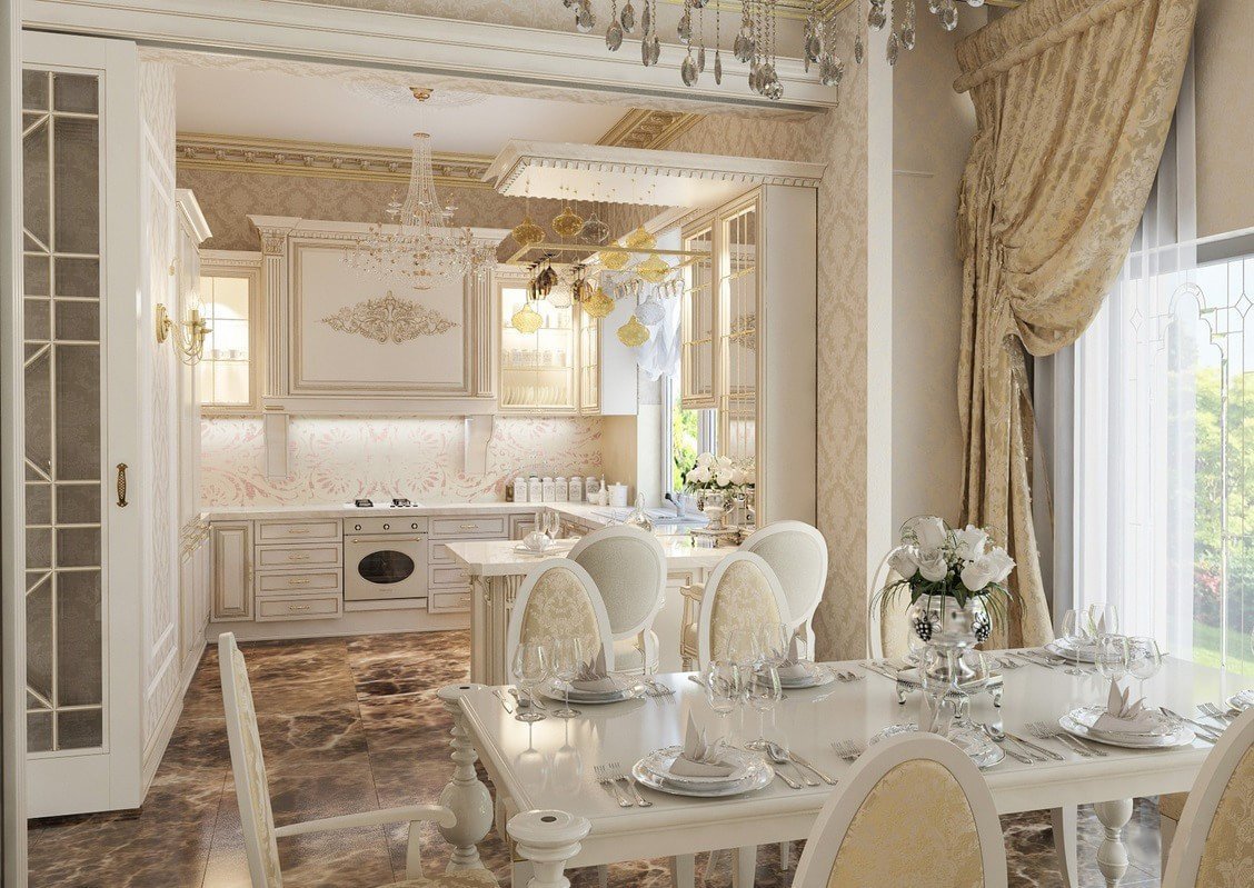 Kitchen-Dining Room: Classic Chic and Practicality