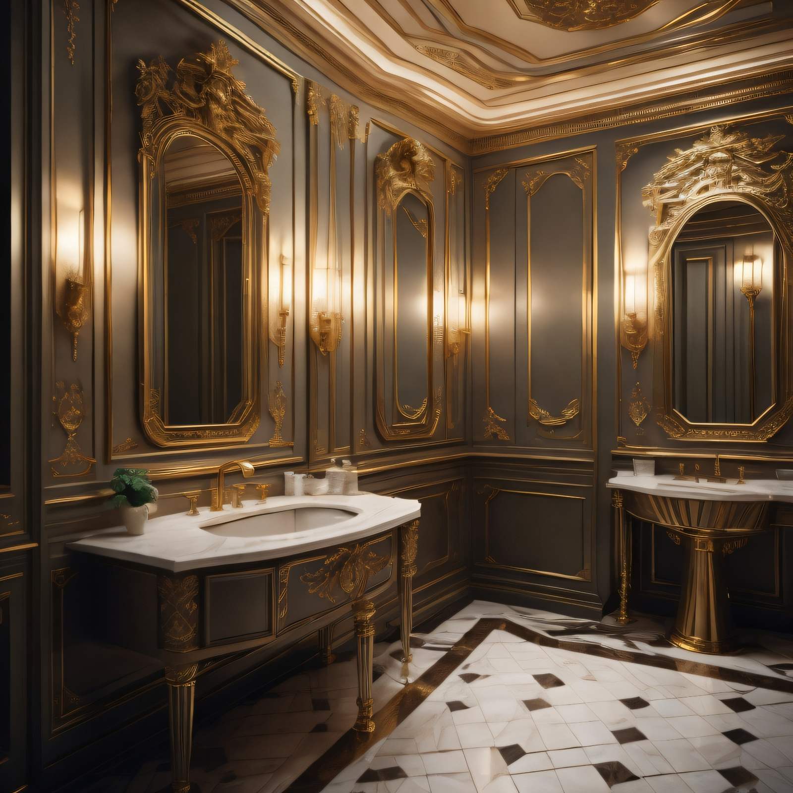 Grandiose Luxury: Empire Style in a Double Sink Bathroom
