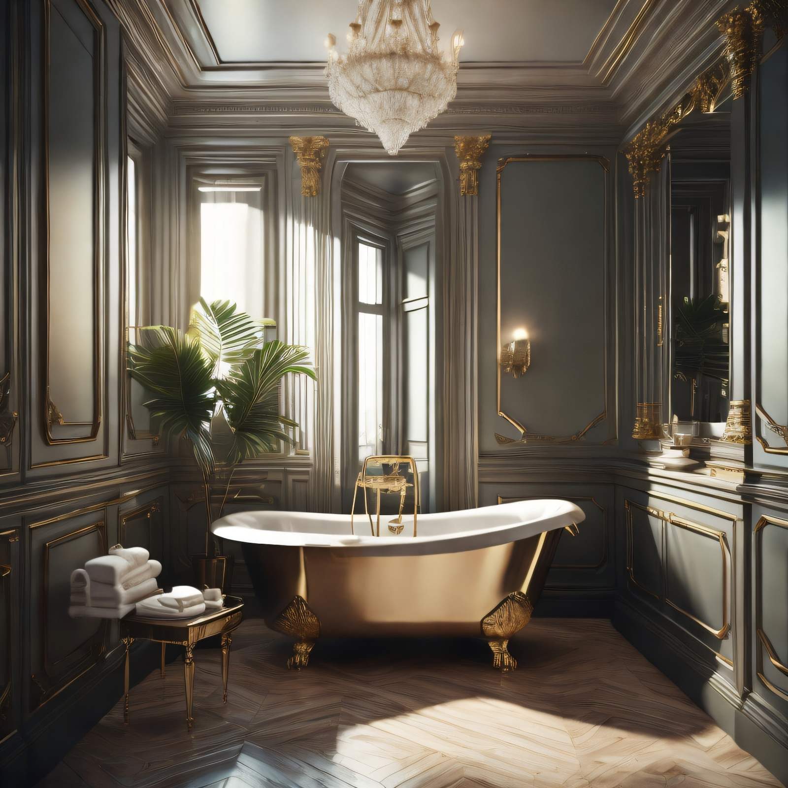 Floral Romance: Empire Style in Bathroom with Vintage Bathtub