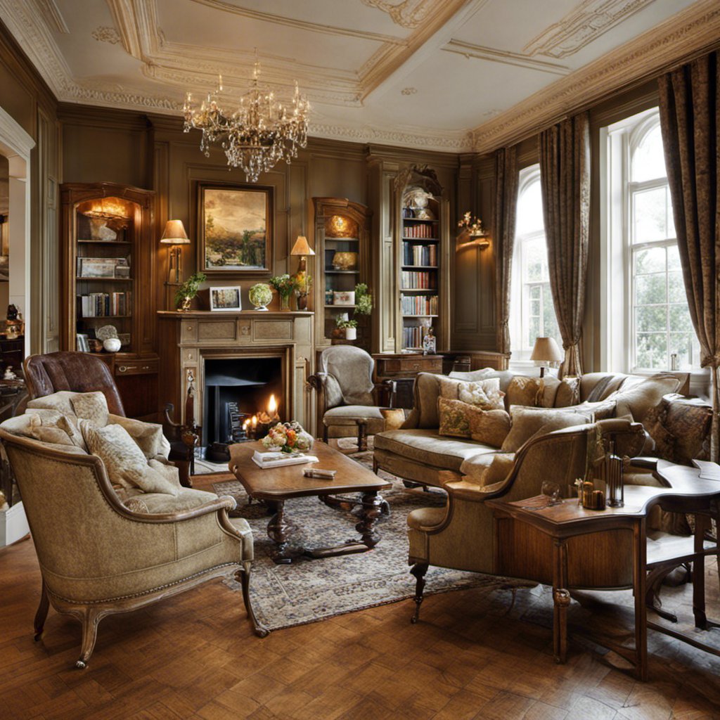 Country Retreat: Cozy English-Style Living Room with Fireplace