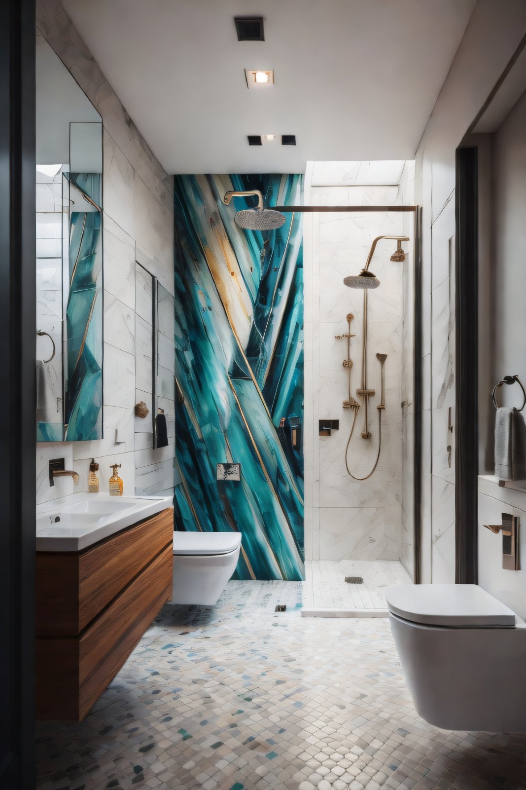 Emotional Shower Corner in Expressionist Style