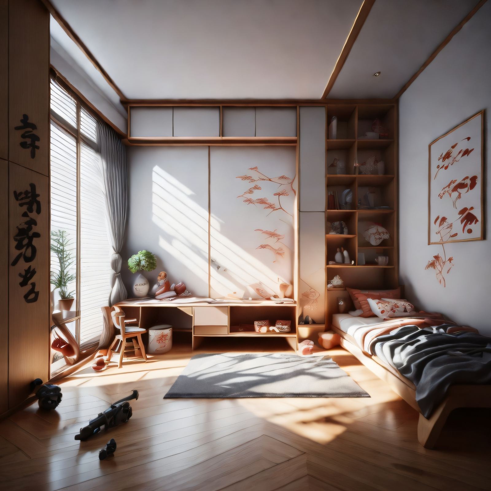 Fantasy Japanese Universe: A Children's Room in Modern Japanese Style Where Imagination Springs to Life