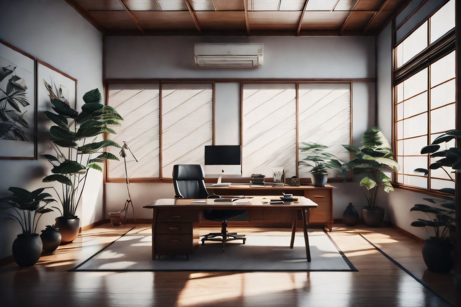 Fusion of Modernity and Tradition: A Contemporary Japanese Office Where Modern Comfort Meets Classic Elements