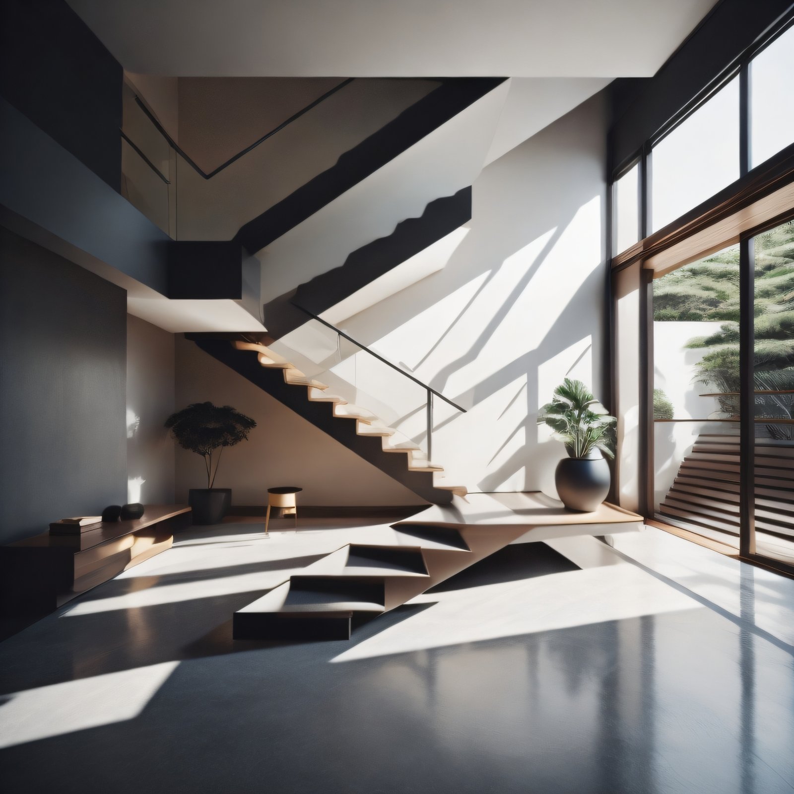 Minimalism with Traditional Elegance: Modern Japanese-Style Interior with Elegant Details and Geometric Forms
