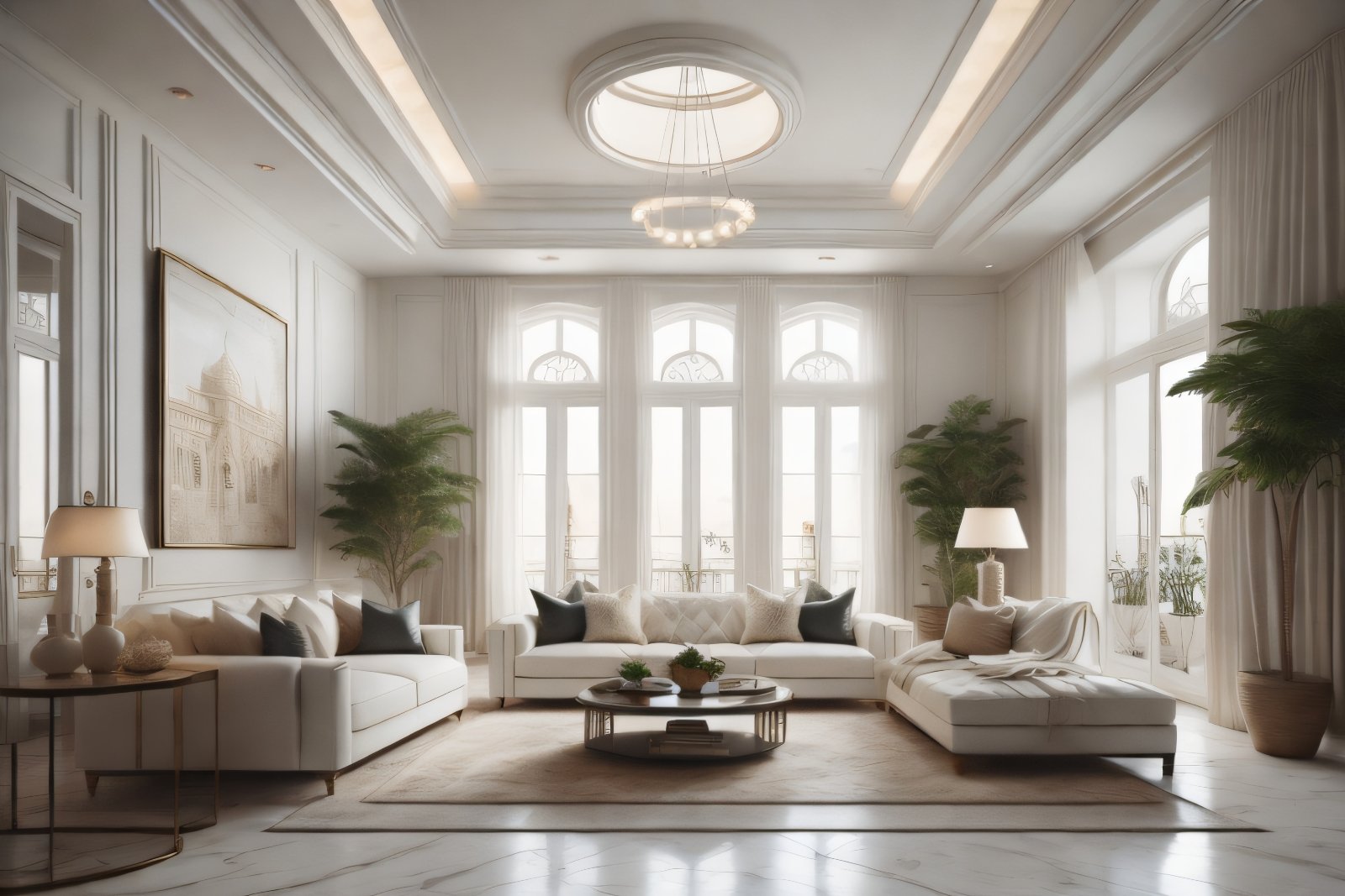 The Essence of Grandeur: Roman Style in Living Room Interiors with Ceiling Frescoes