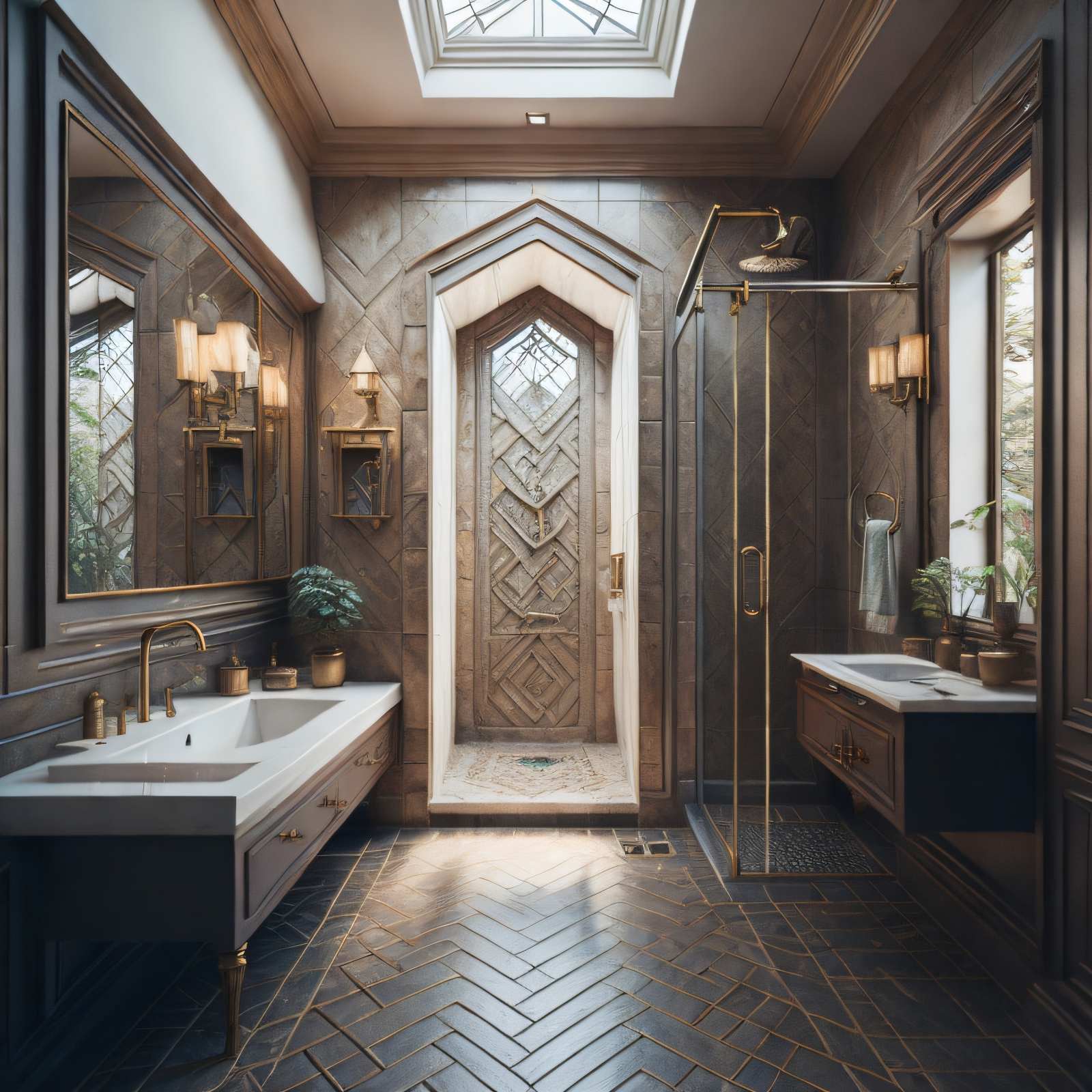 Historical Abundance: Roman Style in Bathroom Interior with Luxurious Shower