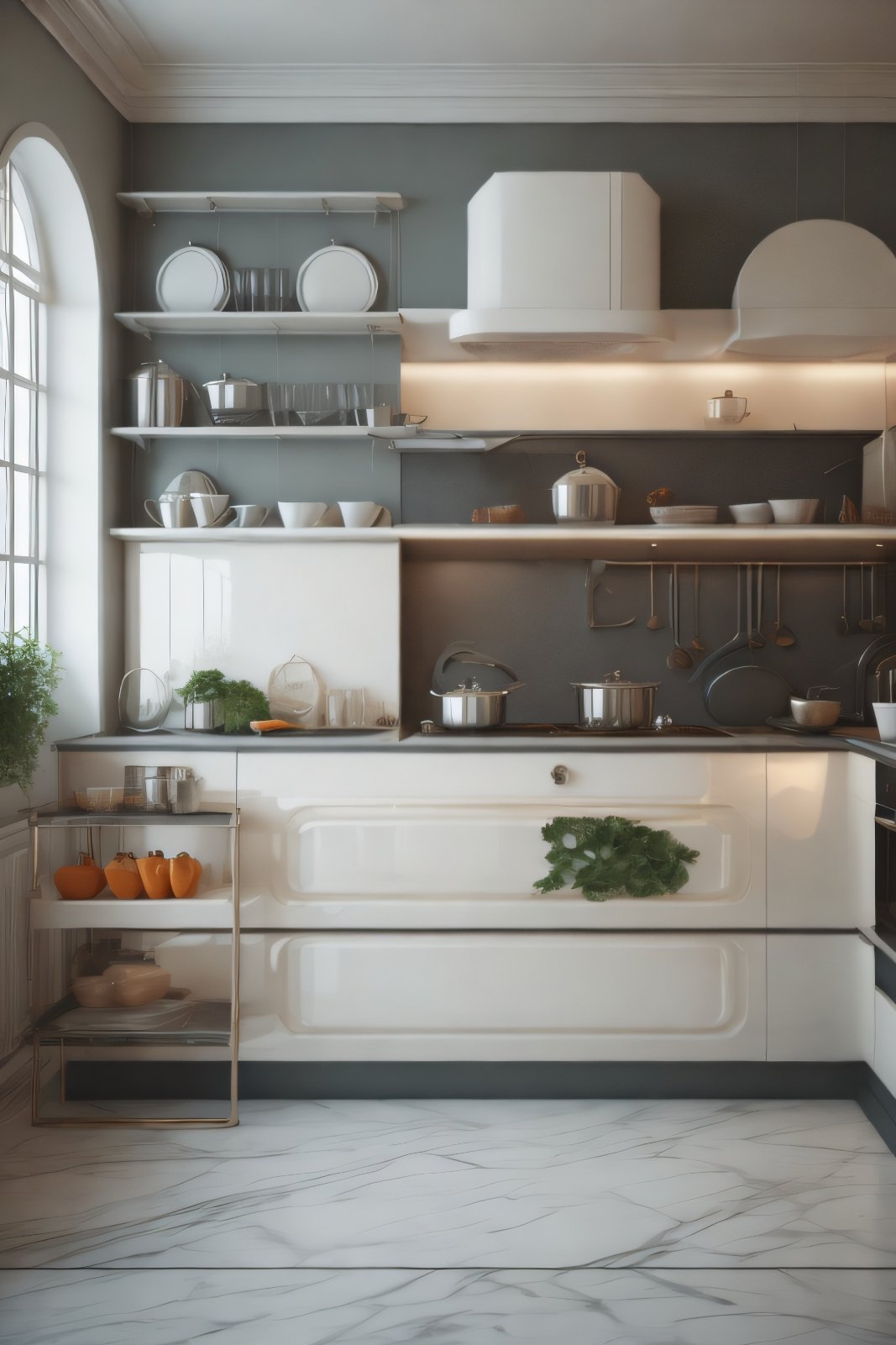 Minimalist Kitchen with a Touch of Roman Style