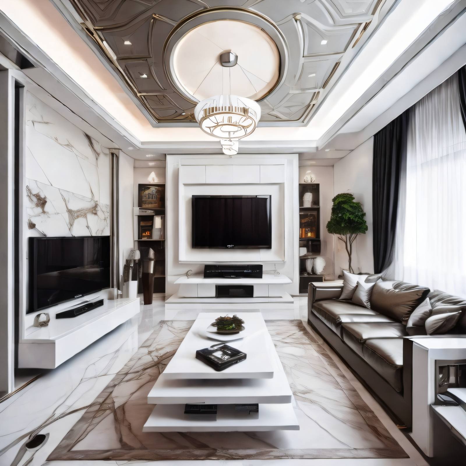 Aesthetic Architecture: Roman Style in Living Room with Classical Columns