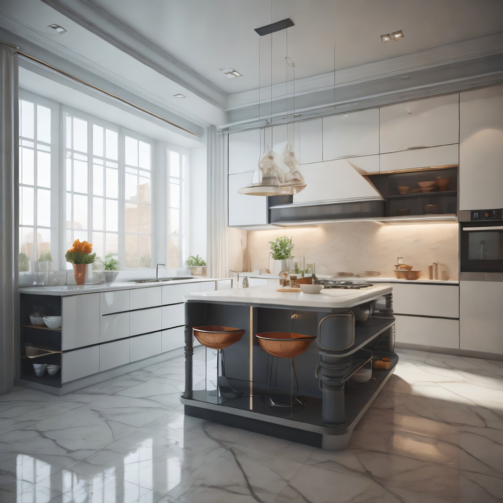 Roman Elegance: Transparent Tabletops and Luxurious Fixtures