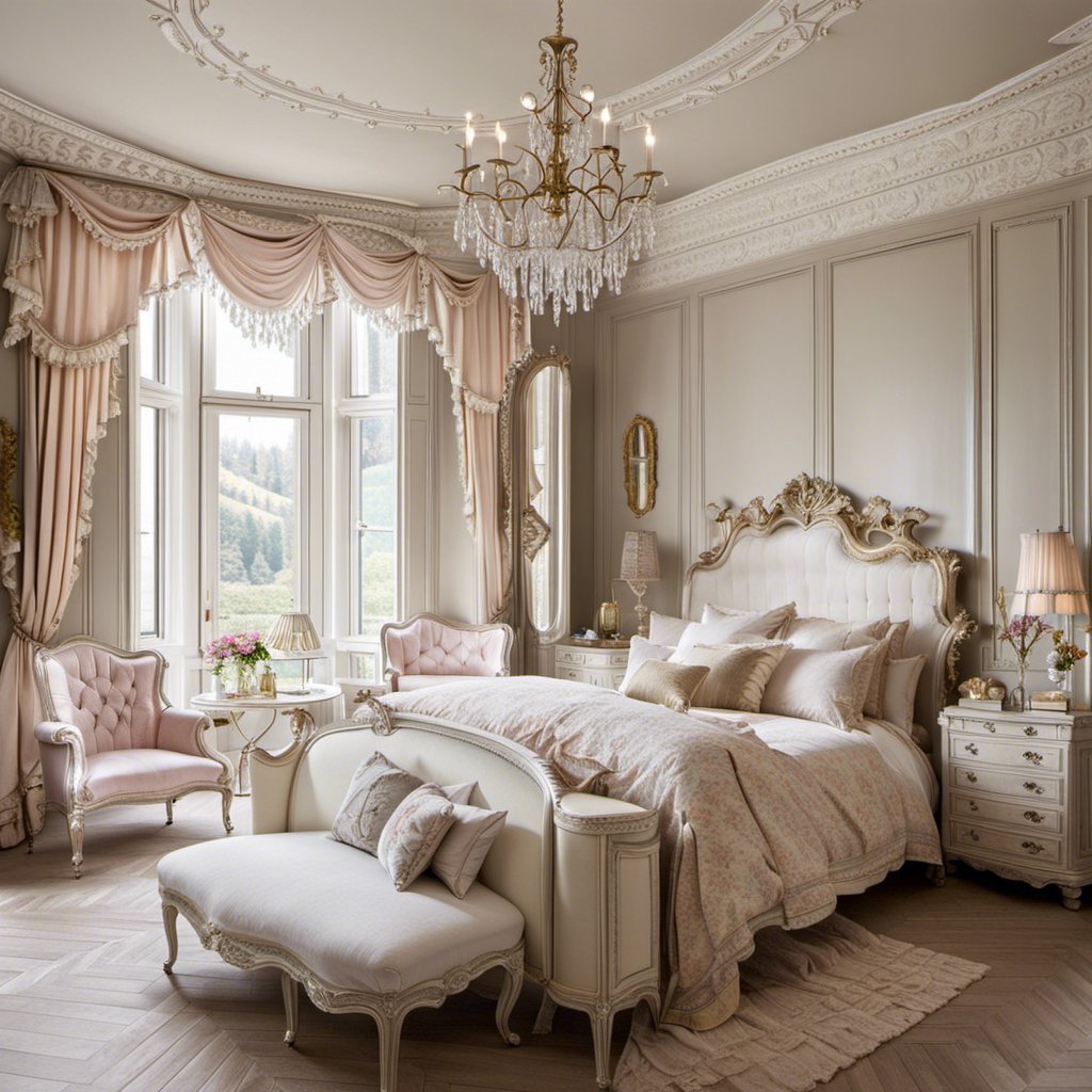 Cozy Shabby Chic Bed with Worn Tapestry