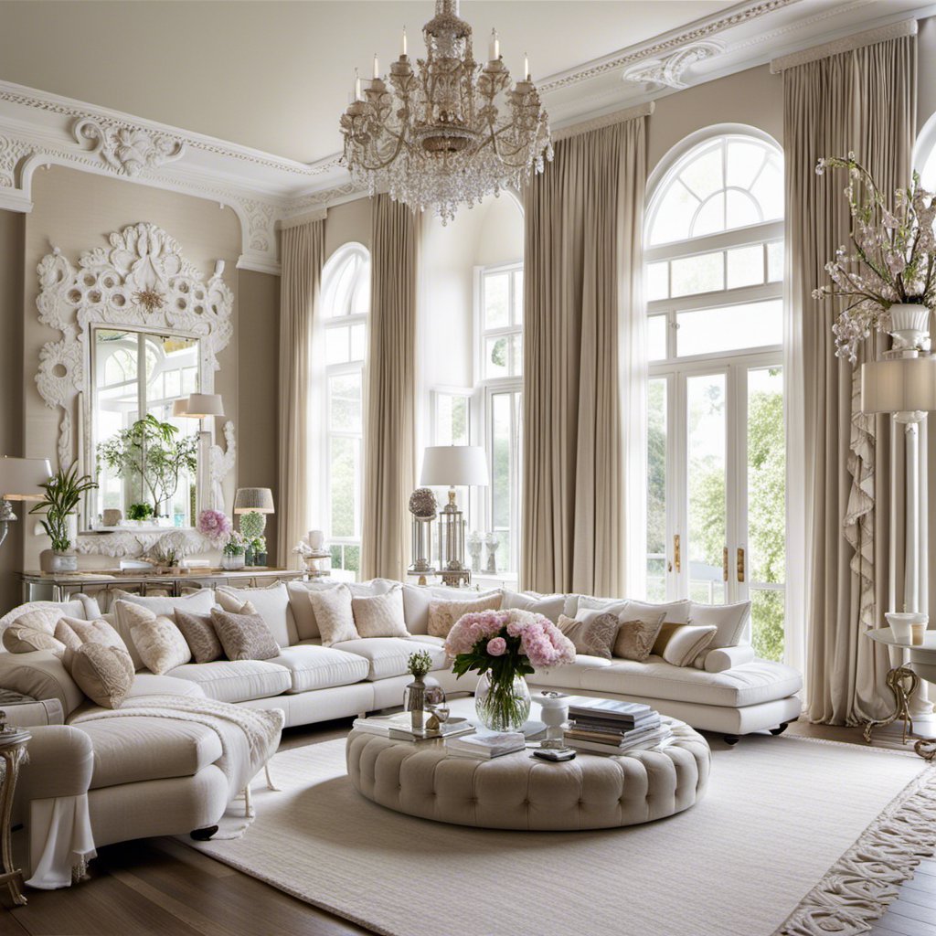 Romantic Shabby Chic Living Room with Ghostly Mirrors
