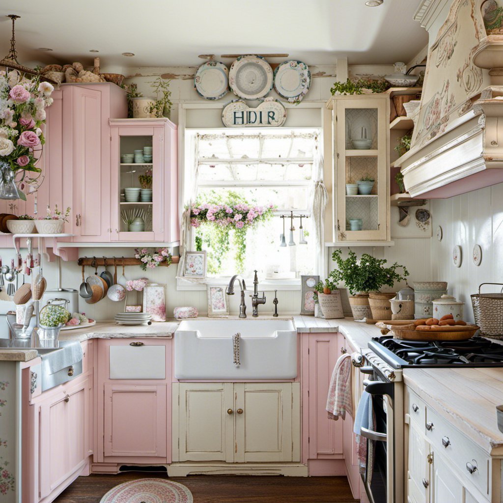 Worn Shabby Chic Dining Room with Decorative Plates