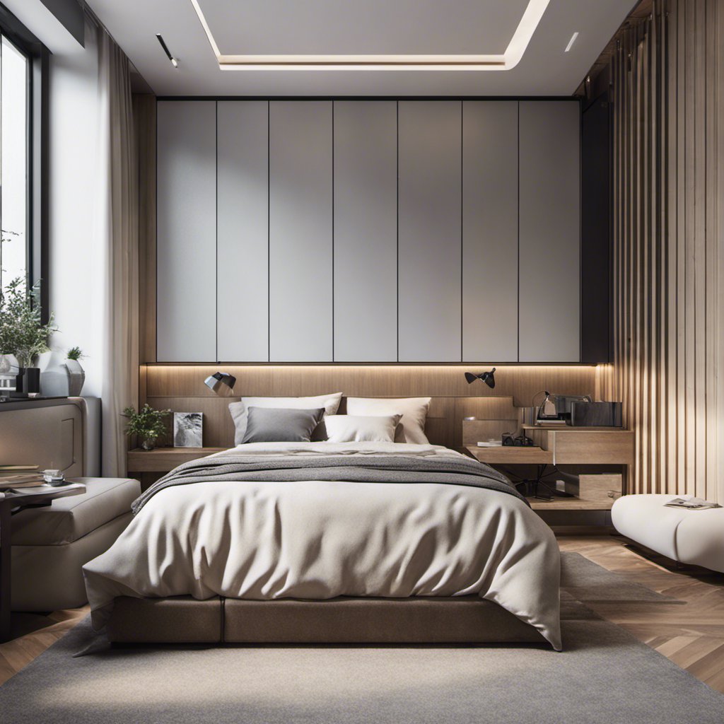 Elegant Symmetry: Modern Bedroom with Symmetrical Design