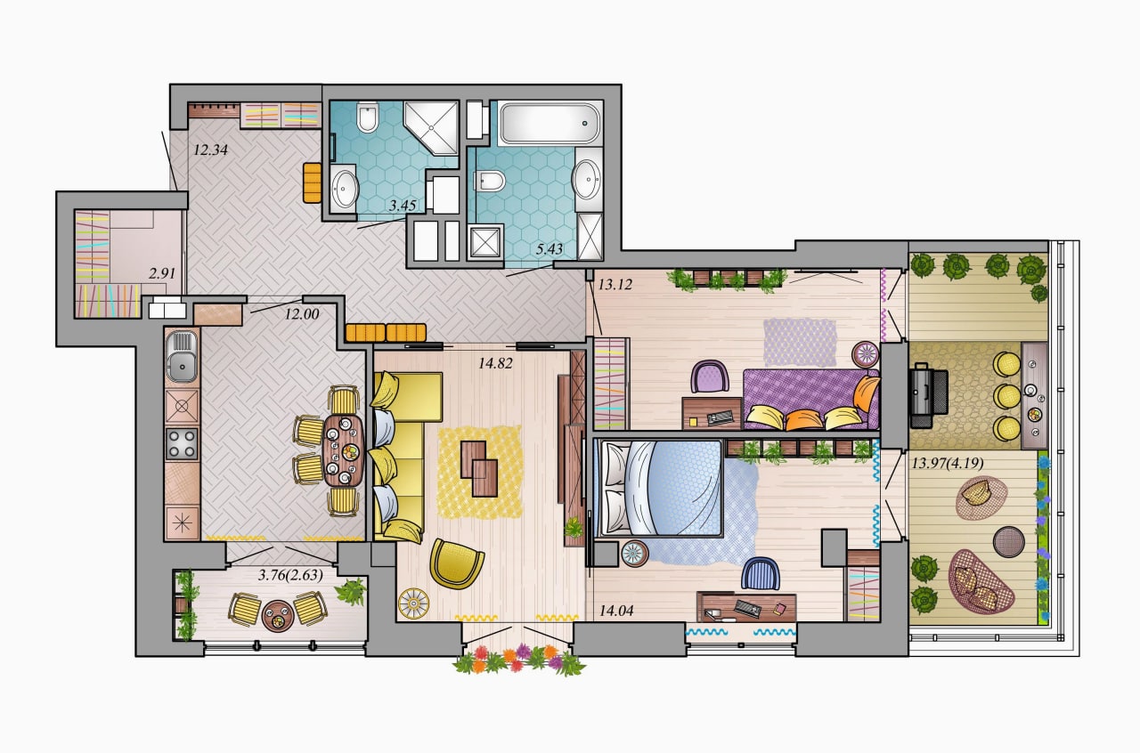 Play of Light and Space: Spacious Layout in Farforovy Residential Complex
