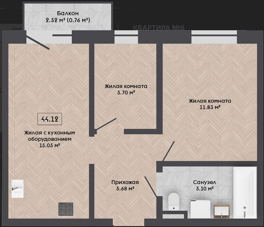 New Apartment with 5.7 sq.m. Room in Green Harbor Residence, Minsk, Belarus - $80,000