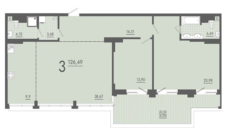 Layout of Apartments on the Upper Floors in the Cozy Residential Complex